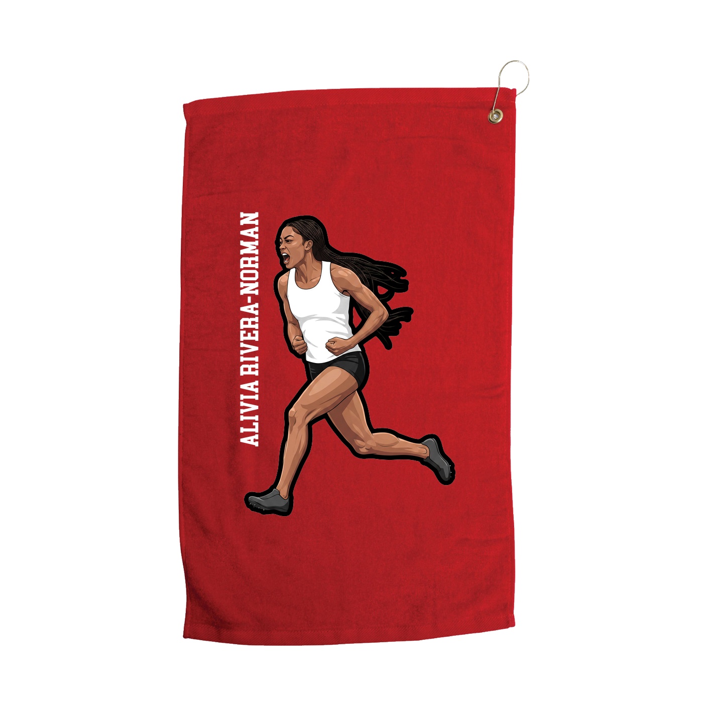 Golf Towel — Name Vertical in Red