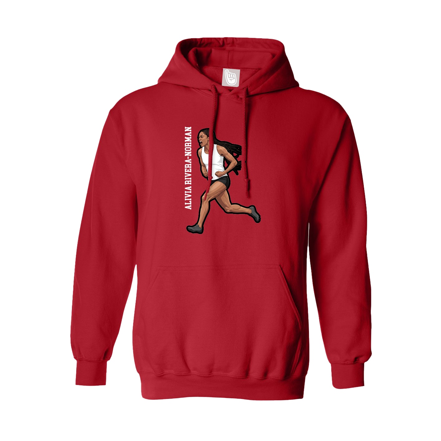 Hoodie — Name Vertical in Red