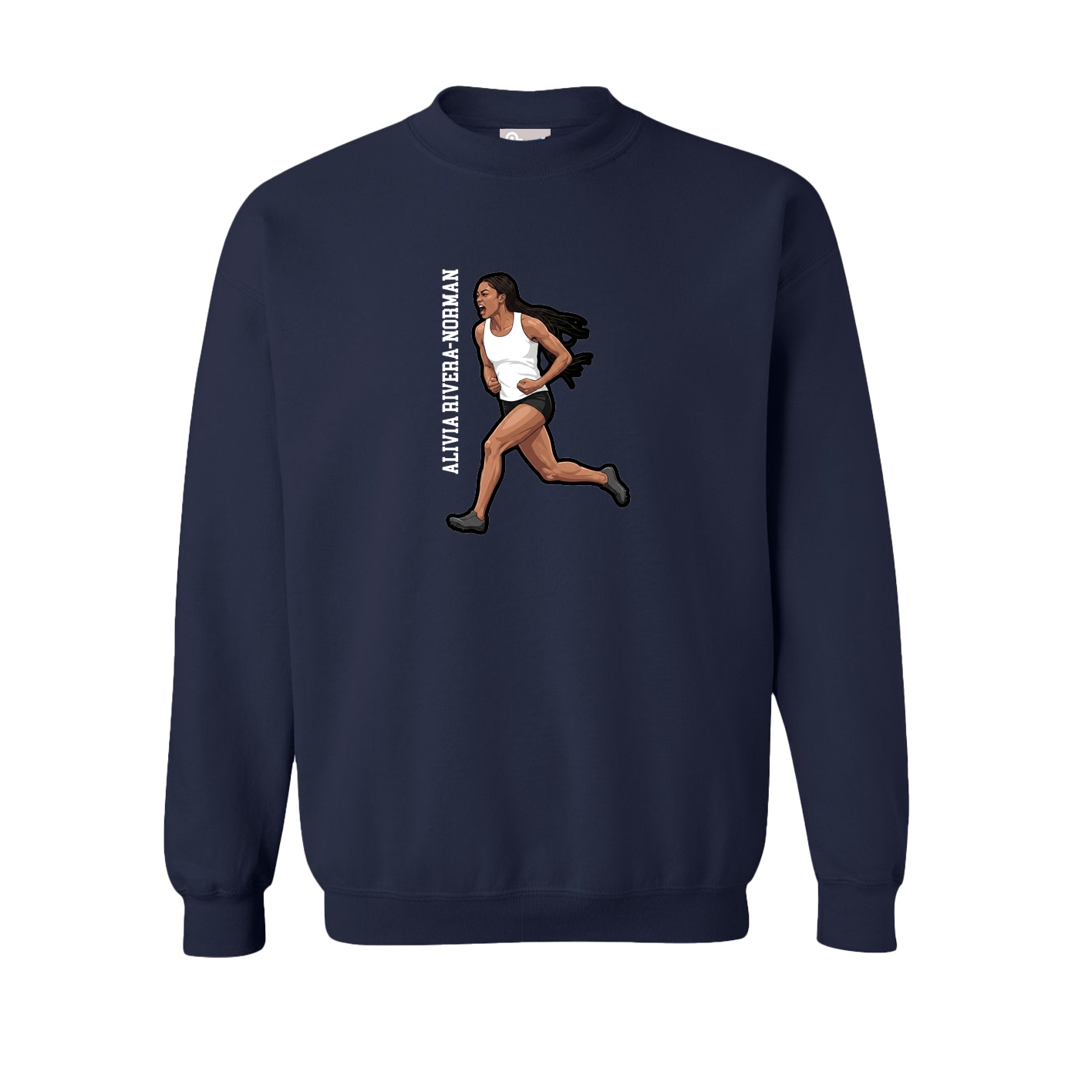 Fleece Crew — Name Vertical in Navy