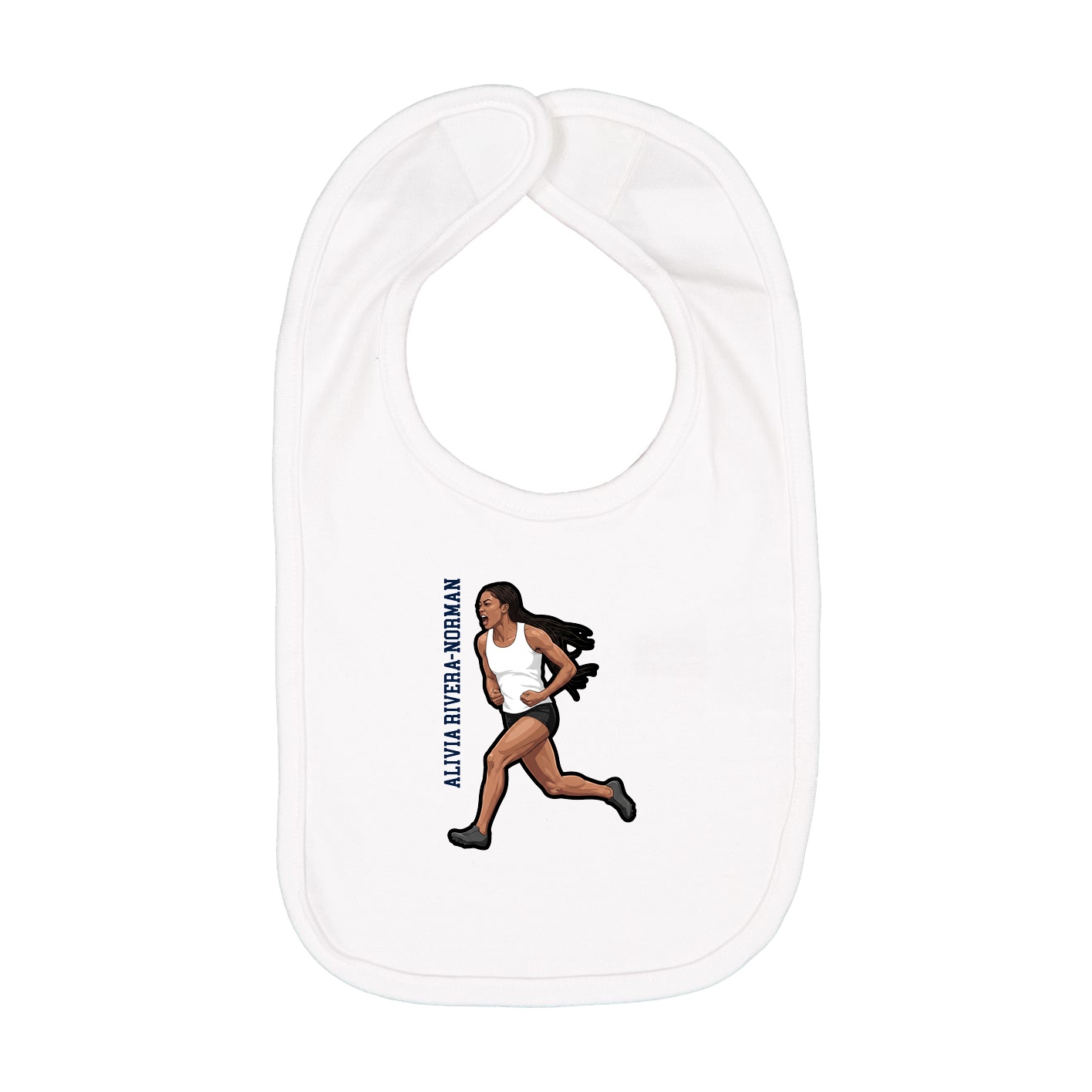 Infant Bib — Name Vertical in White