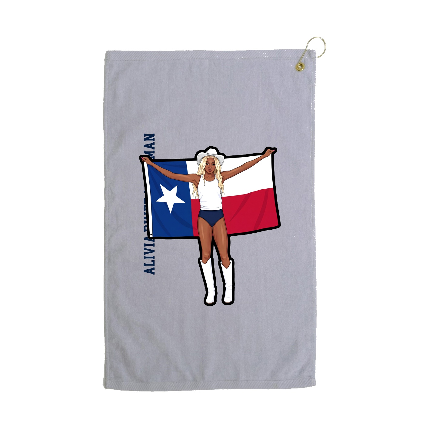 Golf Towel — Name Vertical in Grey