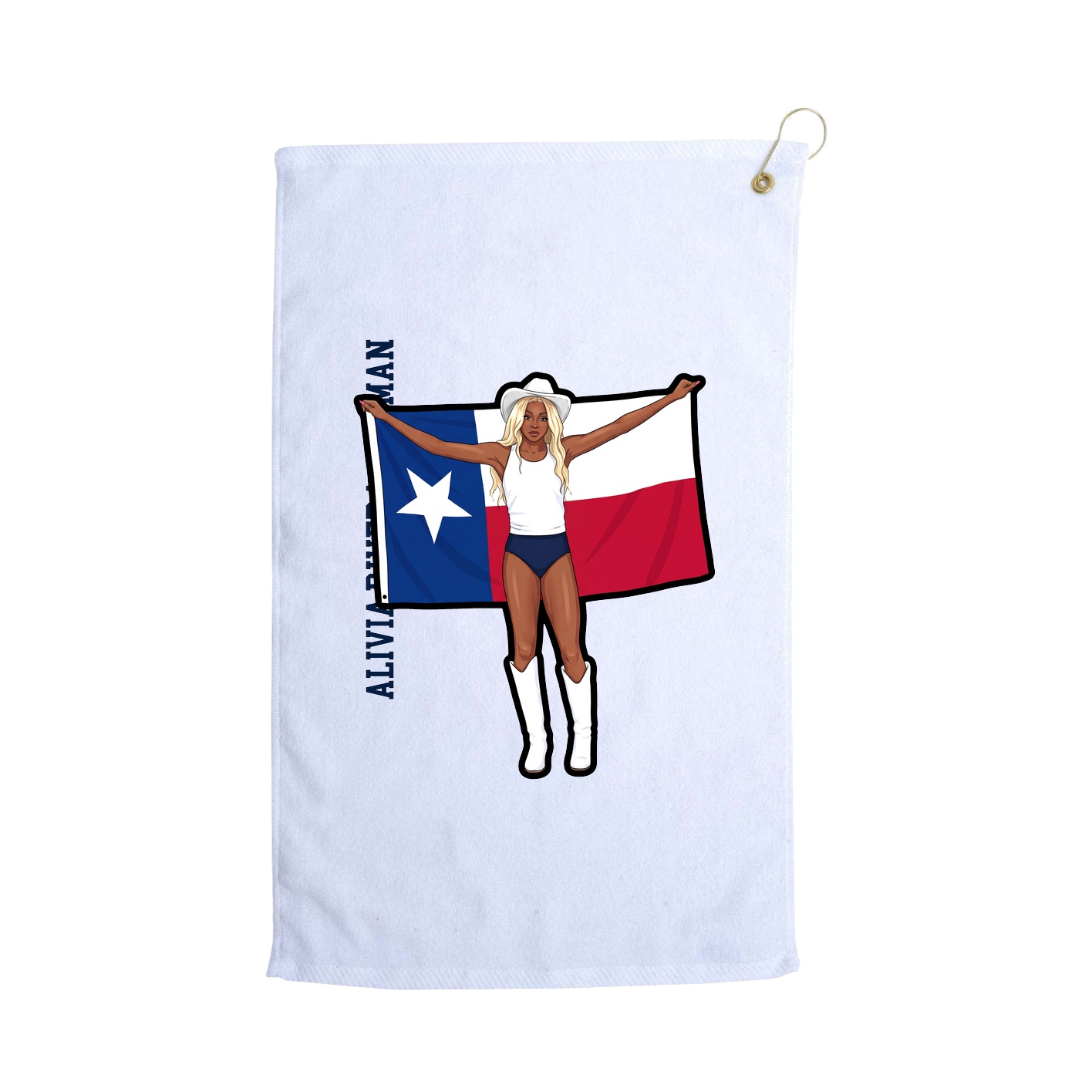 Golf Towel — Name Vertical in White