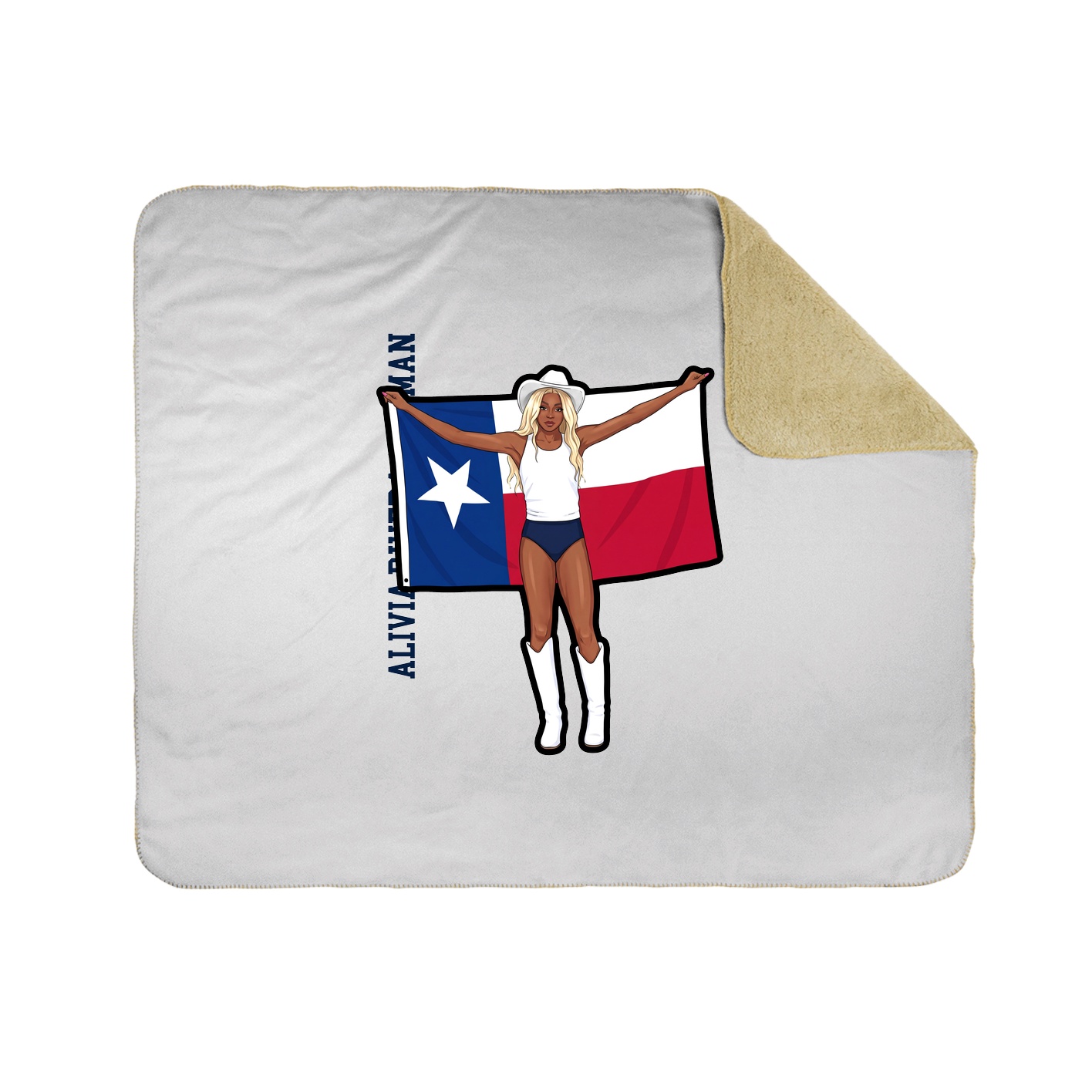 Throw Blanket — Name Vertical in White