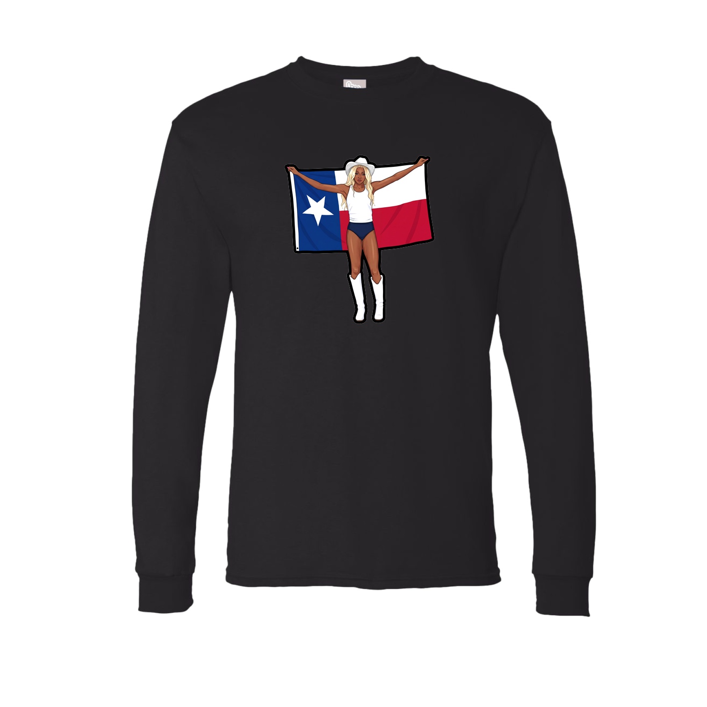 Long Sleeve Tee — Name Vertical in Black