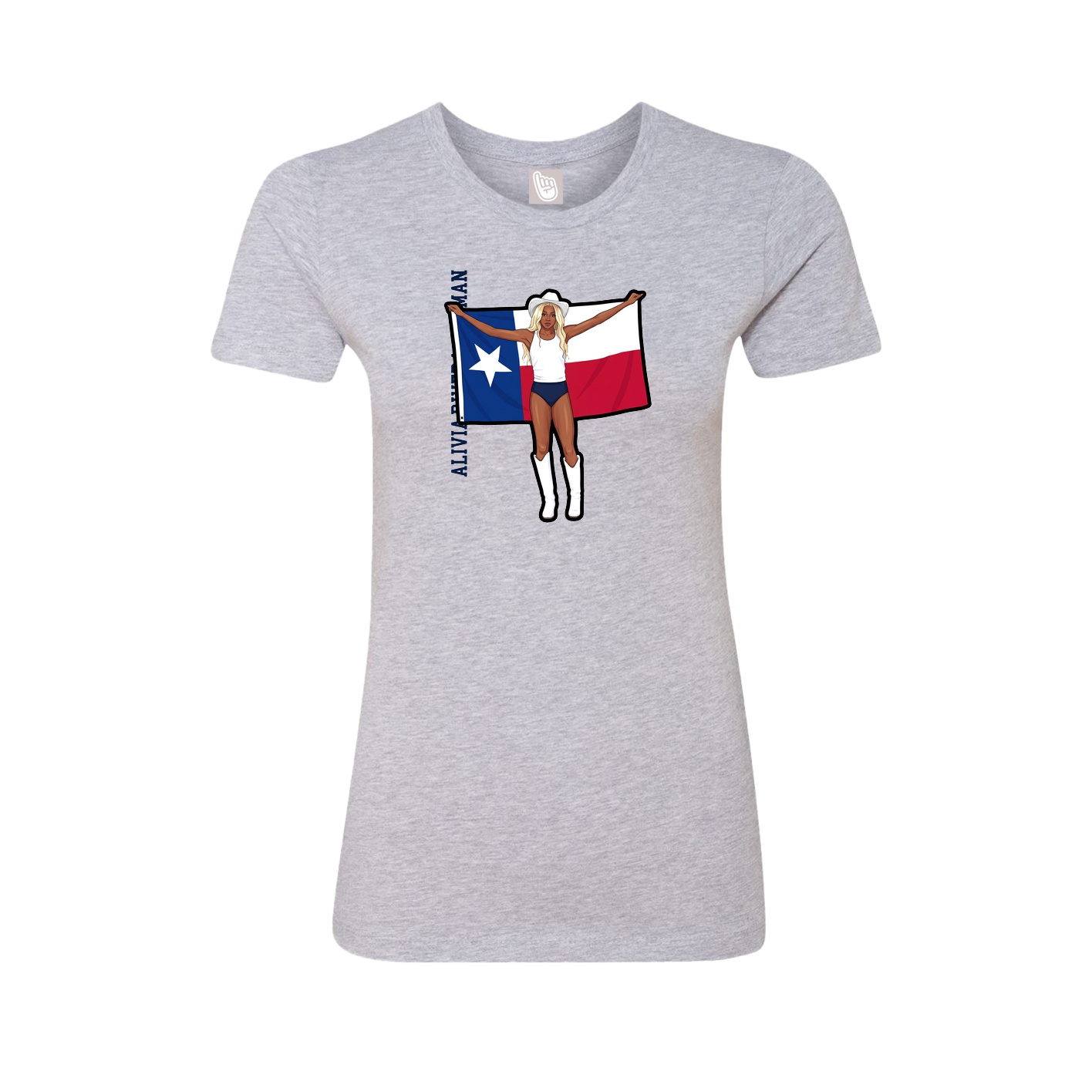 Fitted Women's Tee — Name Vertical in Grey