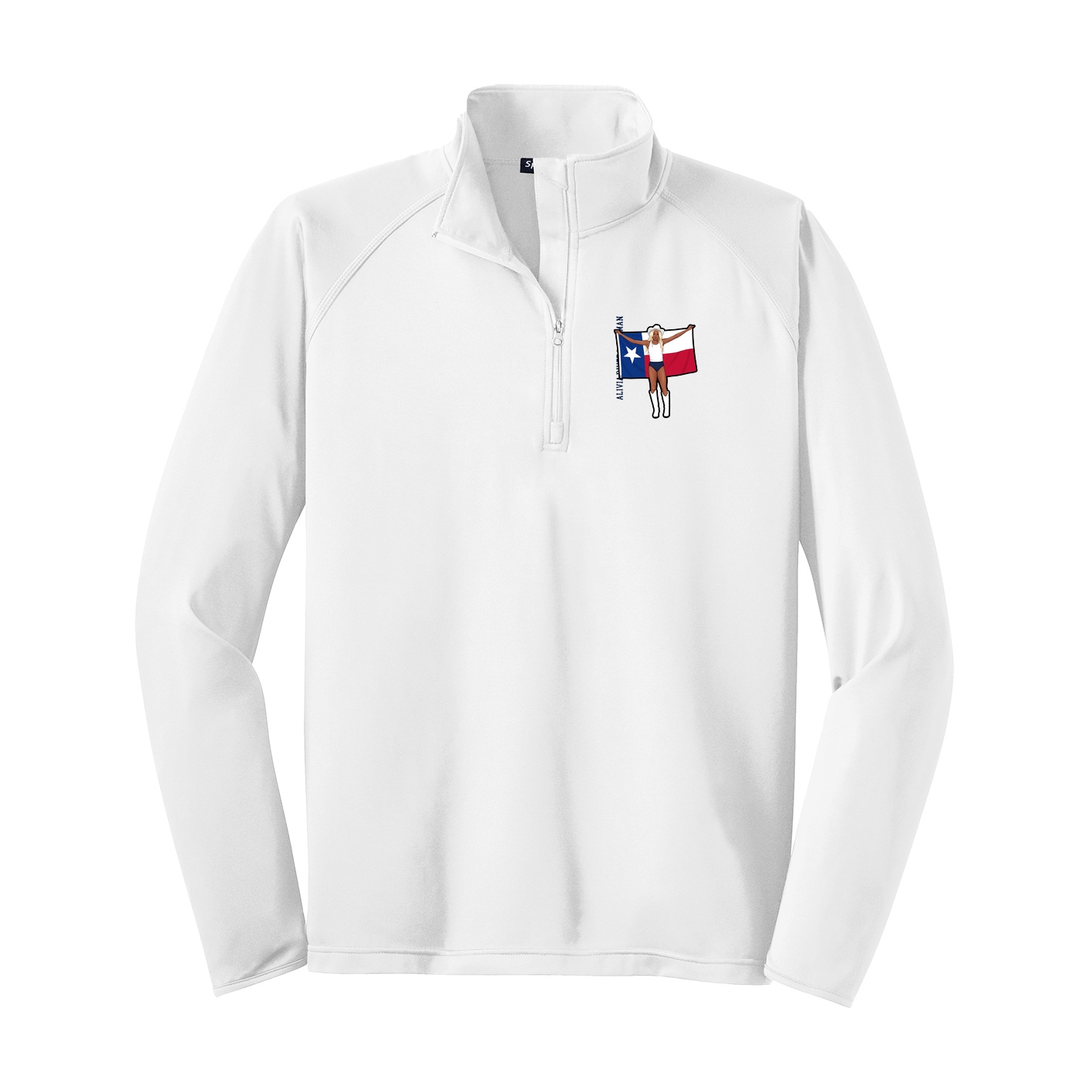 Q-Zip Pullover — Name Vertical in White
