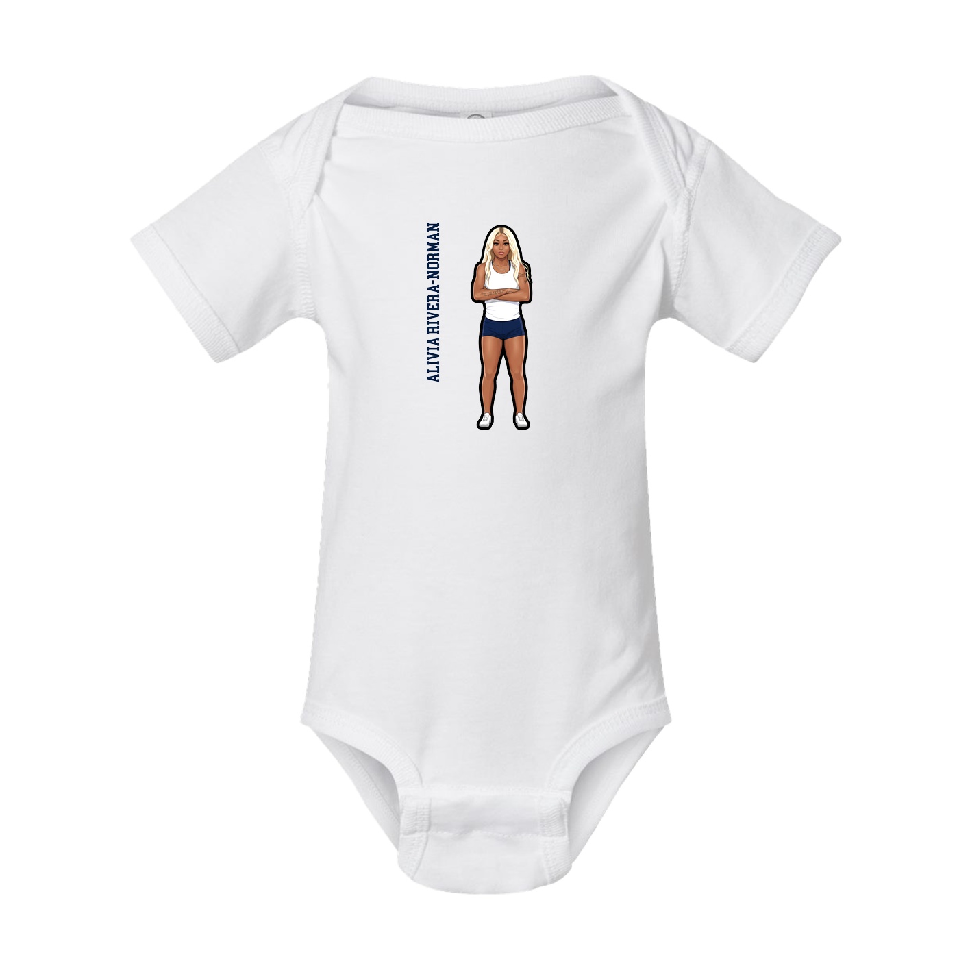 Baby Onesie — Name Vertical in White