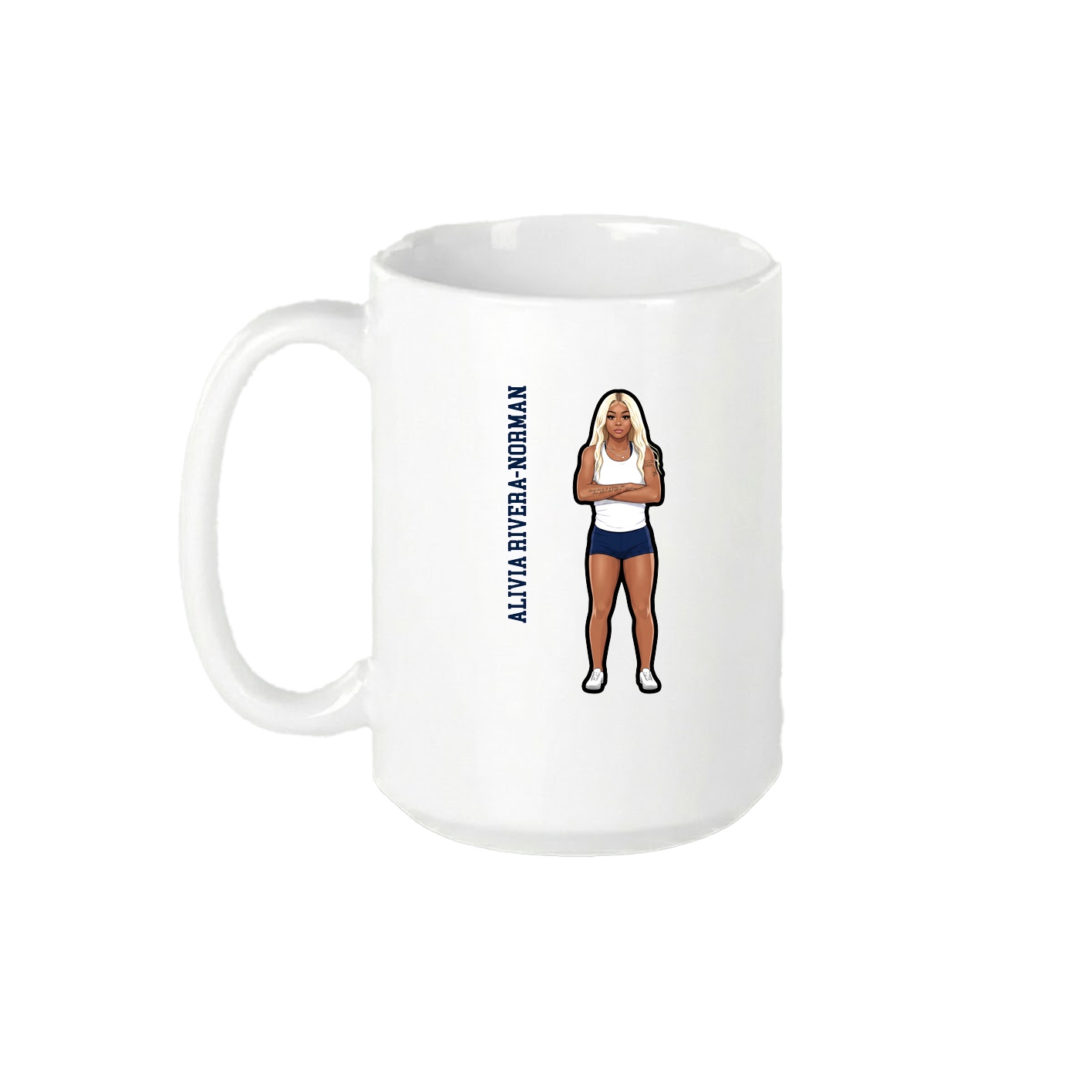 15oz Coffee Mug — Name Vertical in White