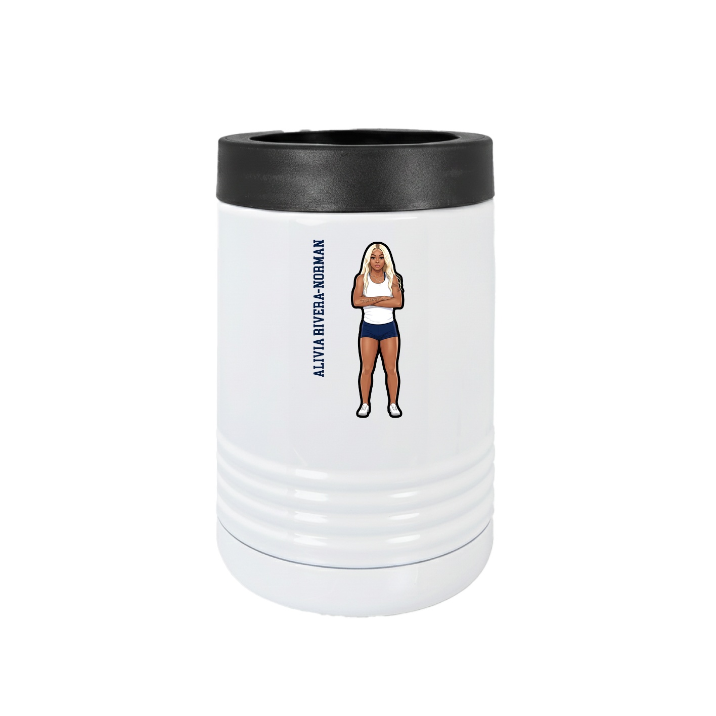 Beverage Holder — Name Vertical in White