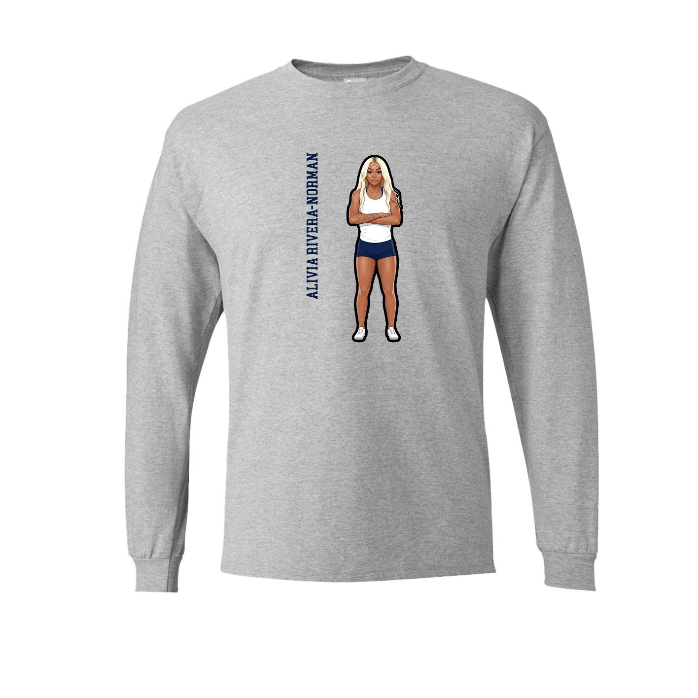 Long Sleeve Tee — Name Vertical in Grey