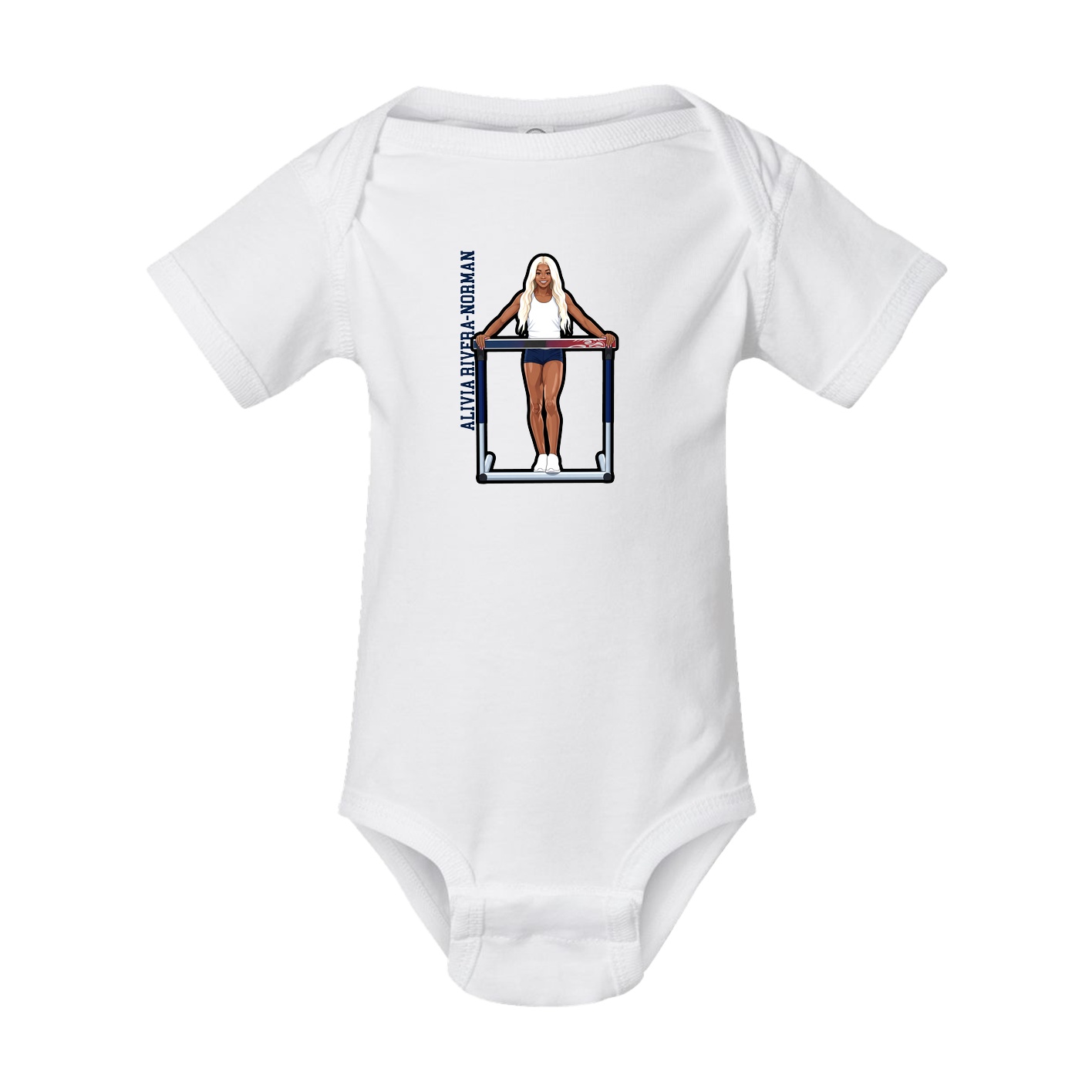 Baby Onesie — Name Vertical in White