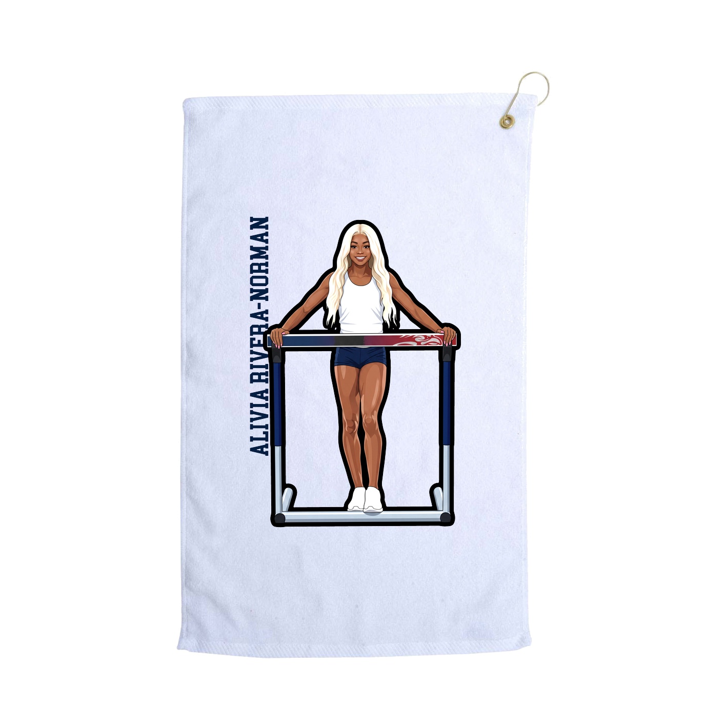 Golf Towel — Name Vertical in White