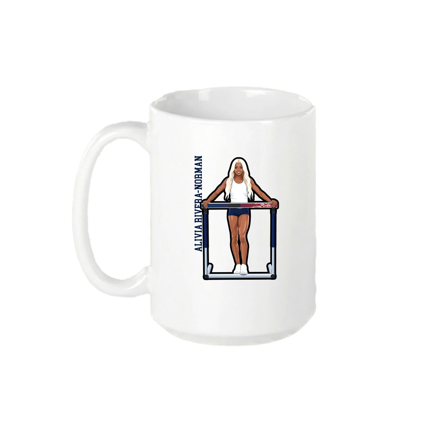 15oz Coffee Mug — Name Vertical in White