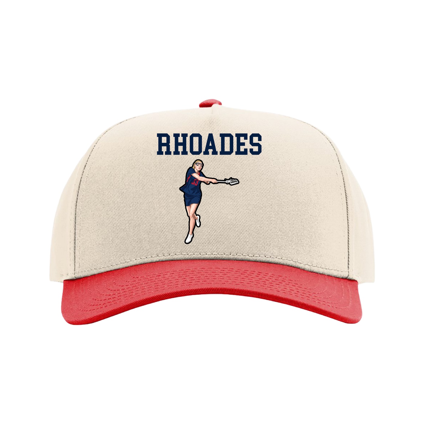 Full Fabric Five-Panel Champ Cap — Shirsey in Cream/Red