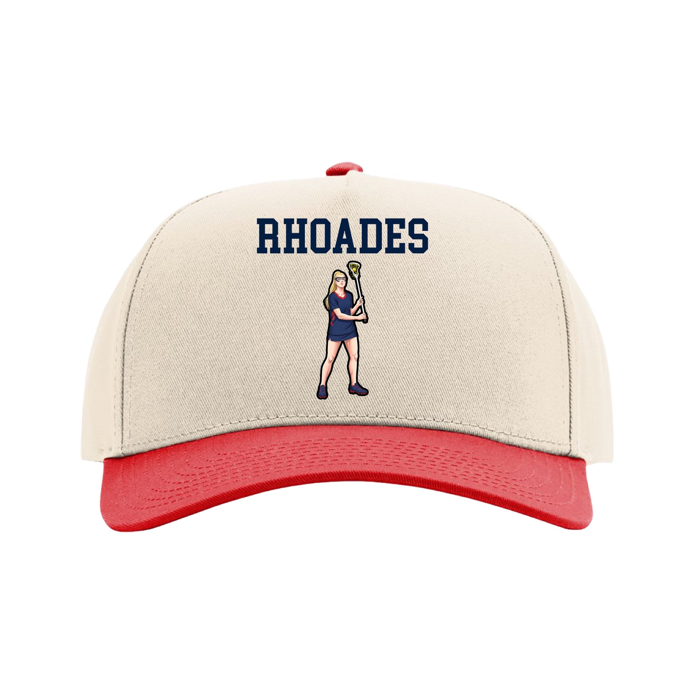 Full Fabric Five-Panel Champ Cap — Shirsey in Cream/Red