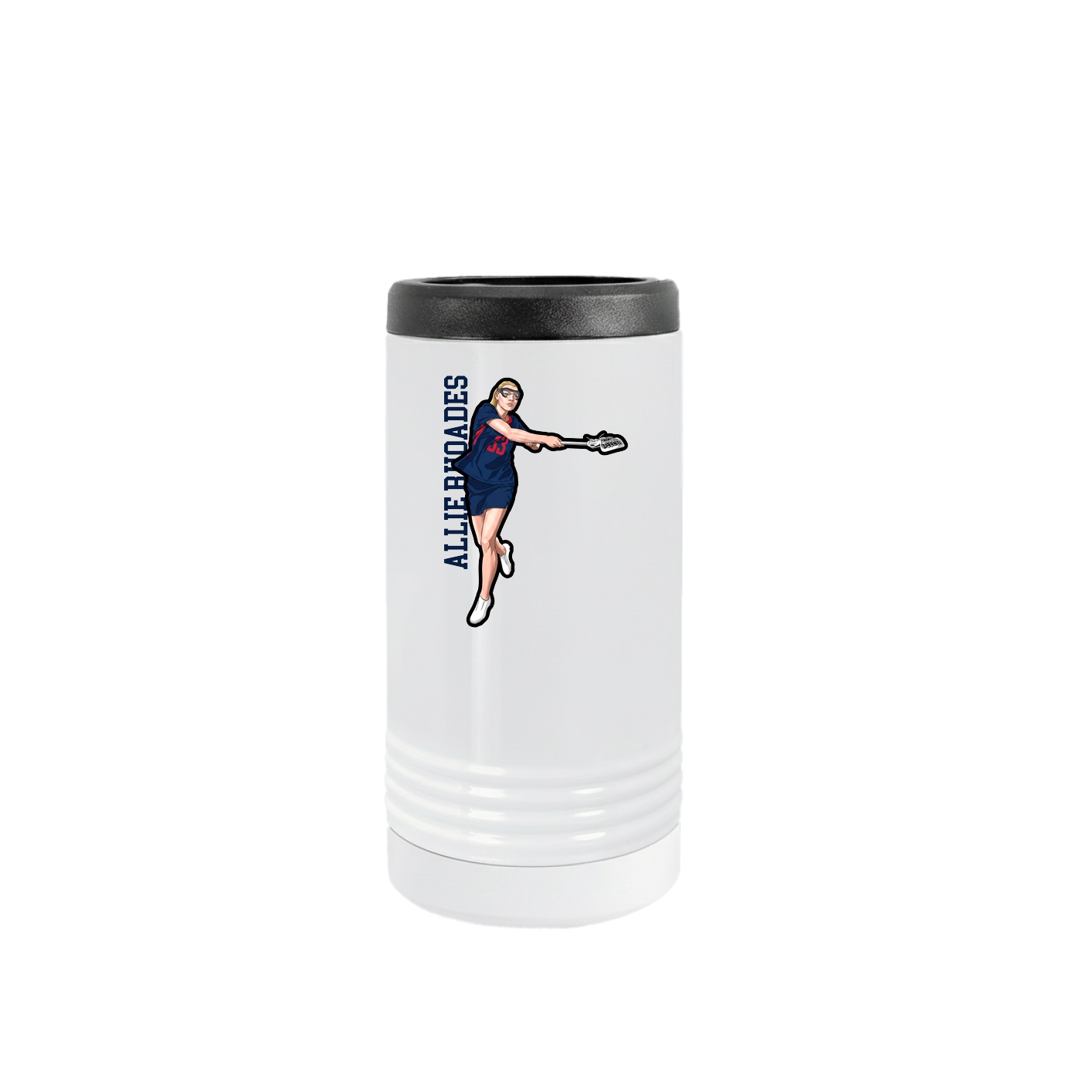 Slim Beverage Holder — Name Vertical in White