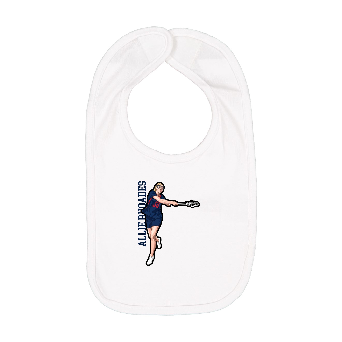 Infant Bib — Name Vertical in White