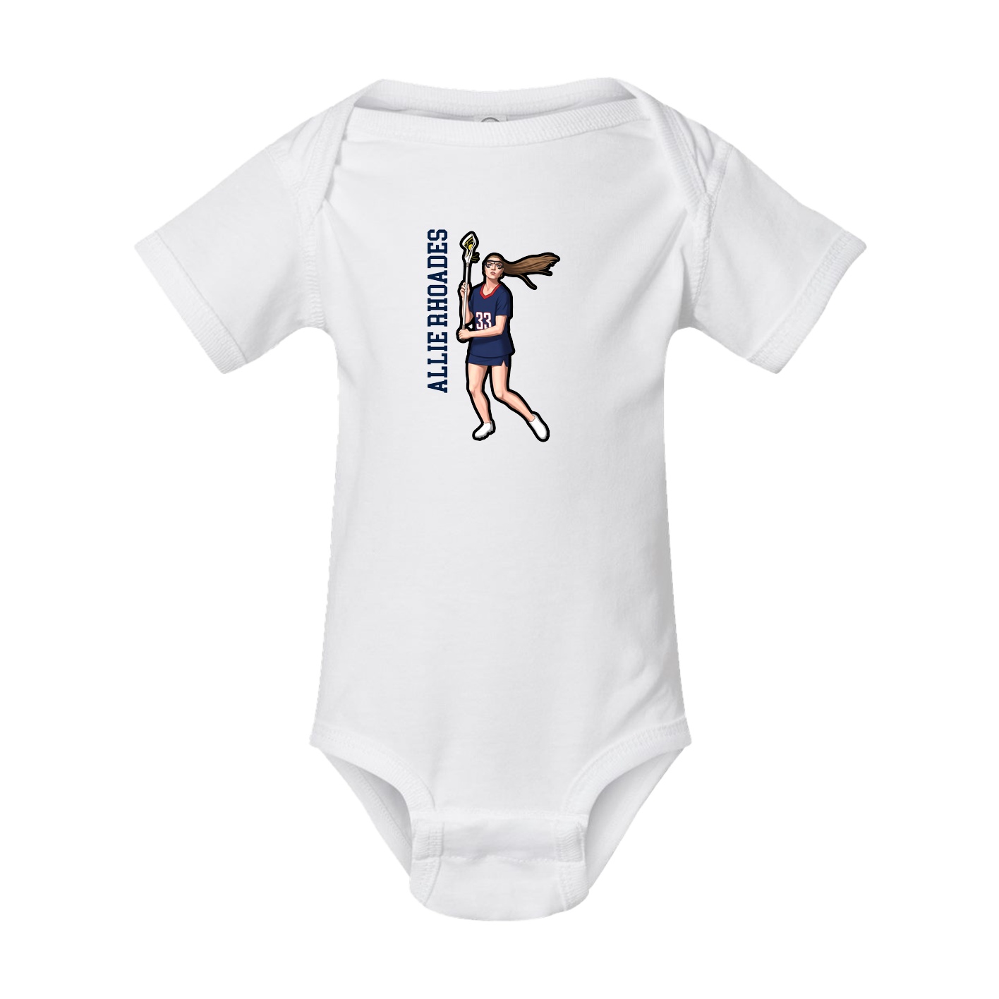 Baby Onesie — Name Vertical in White