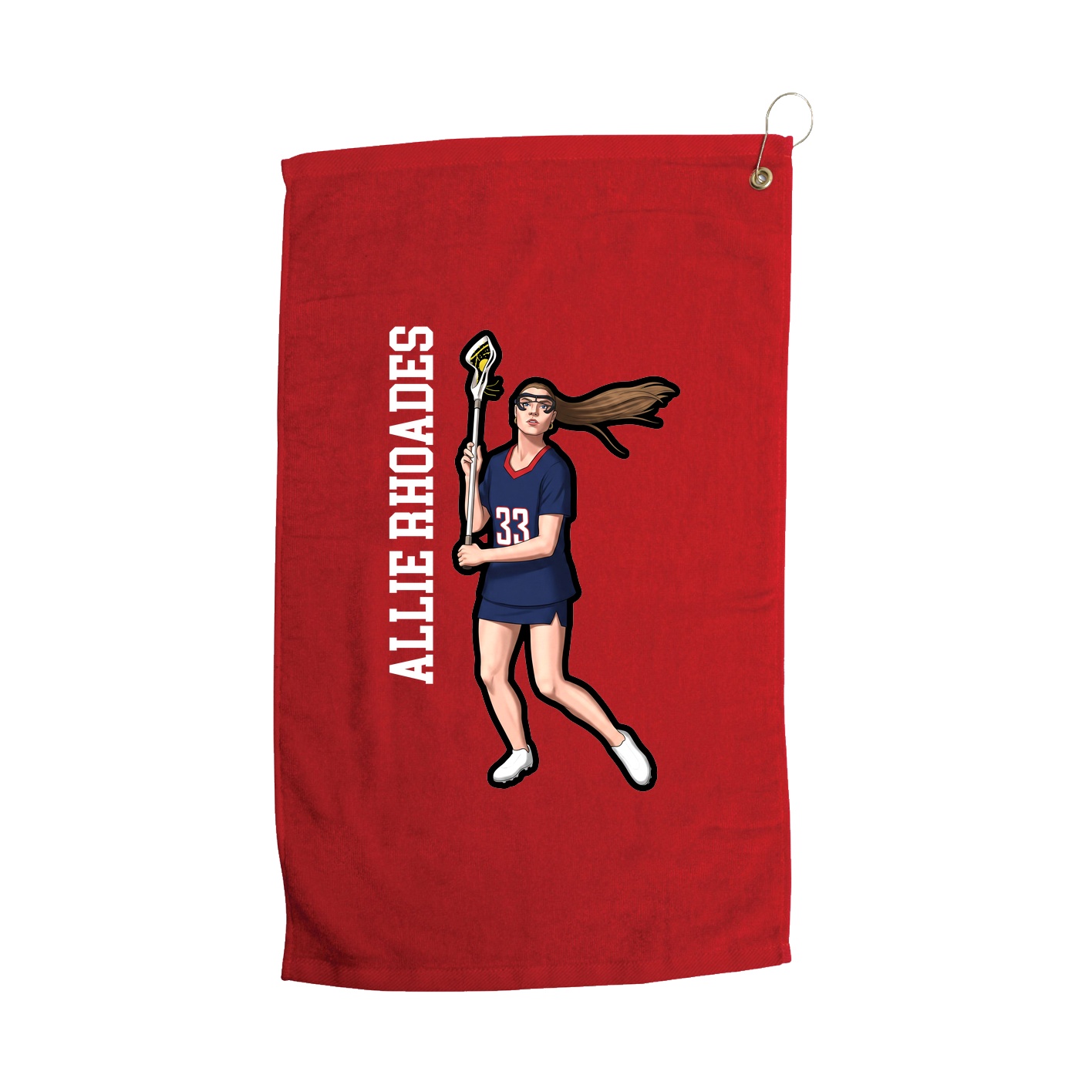 Golf Towel — Name Vertical in Red