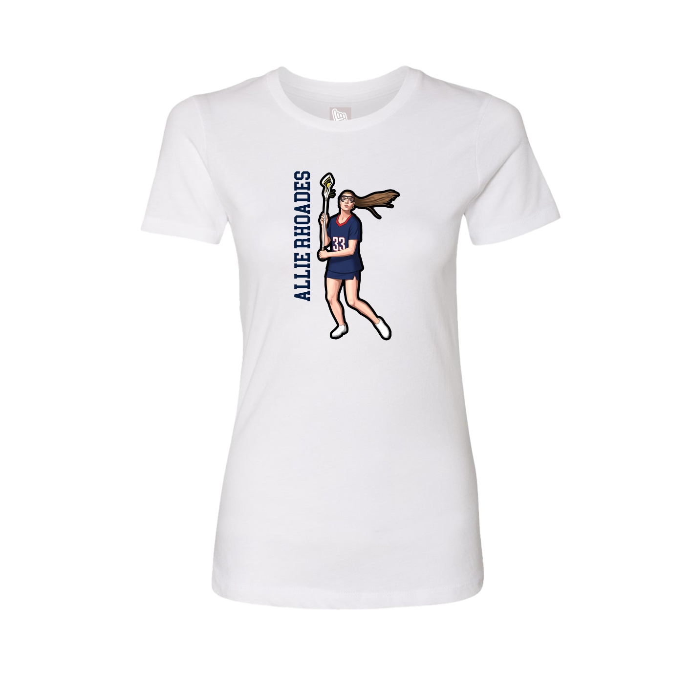 Fitted Women's Tee — Name Vertical in White