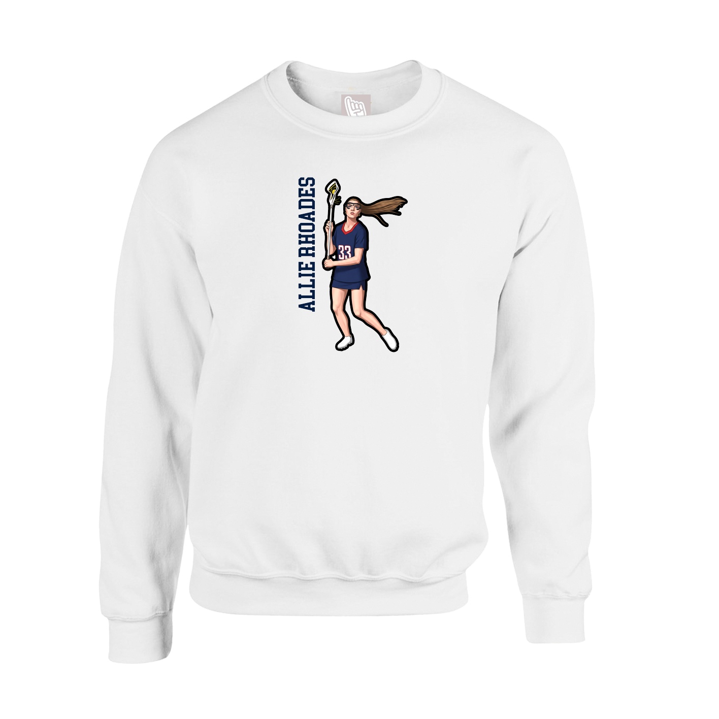Fleece Crew — Name Vertical in White