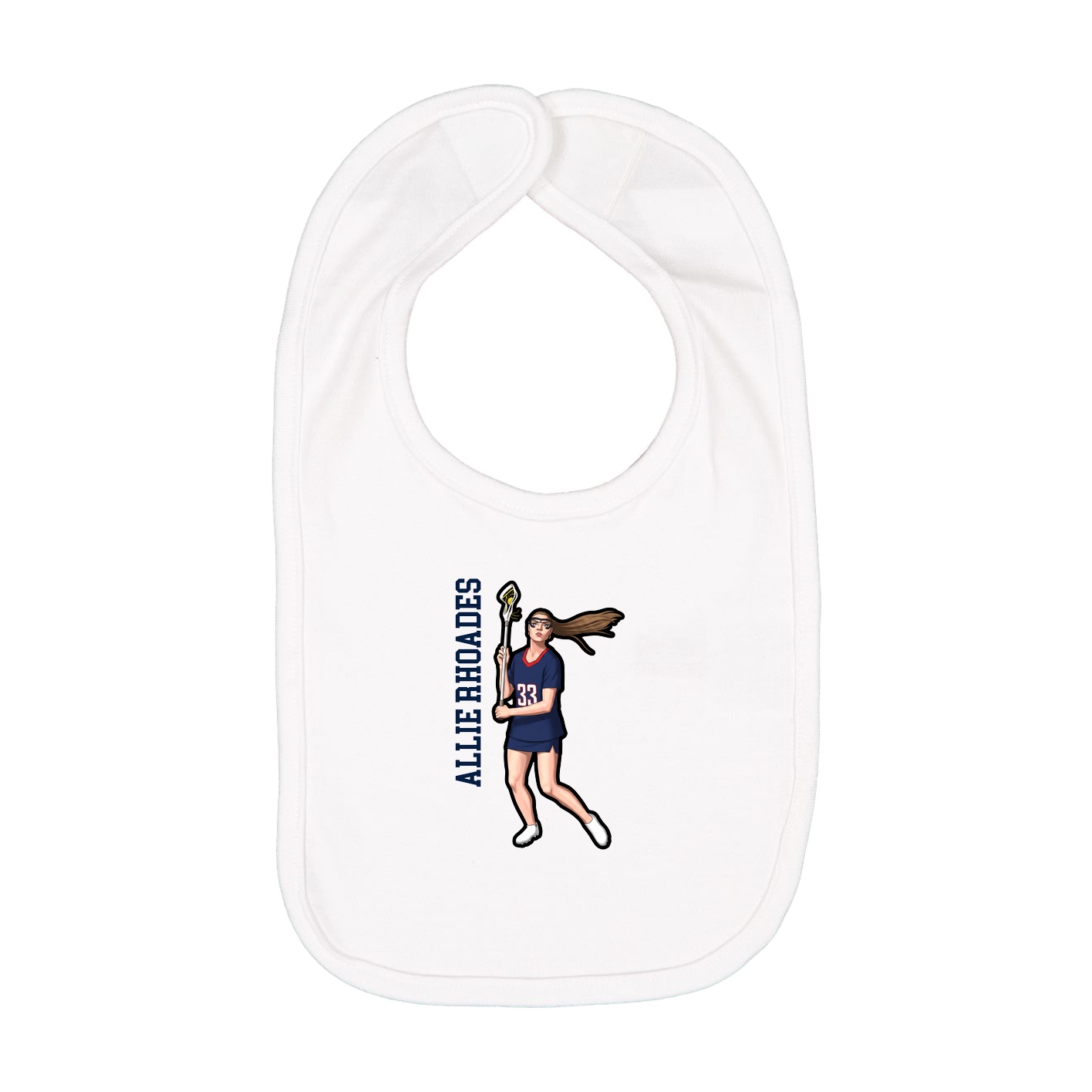 Infant Bib — Name Vertical in White