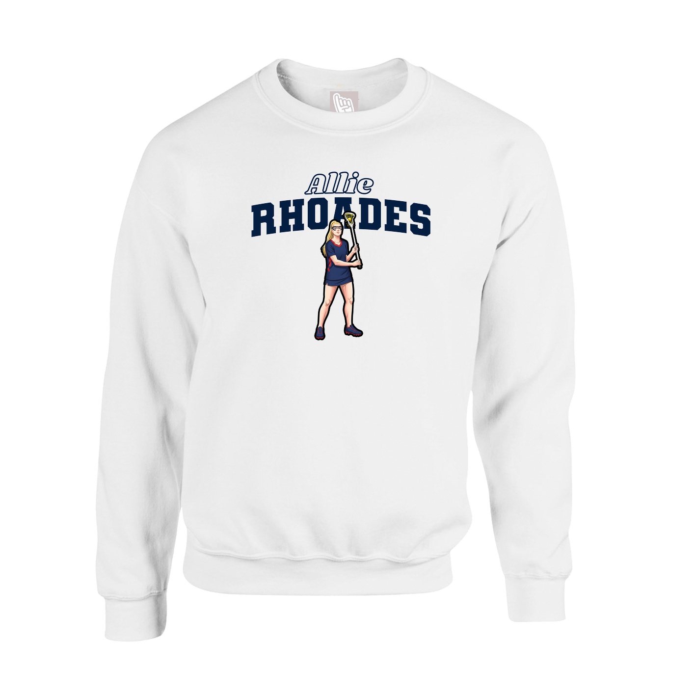 Fleece Crew — Name Arch in White