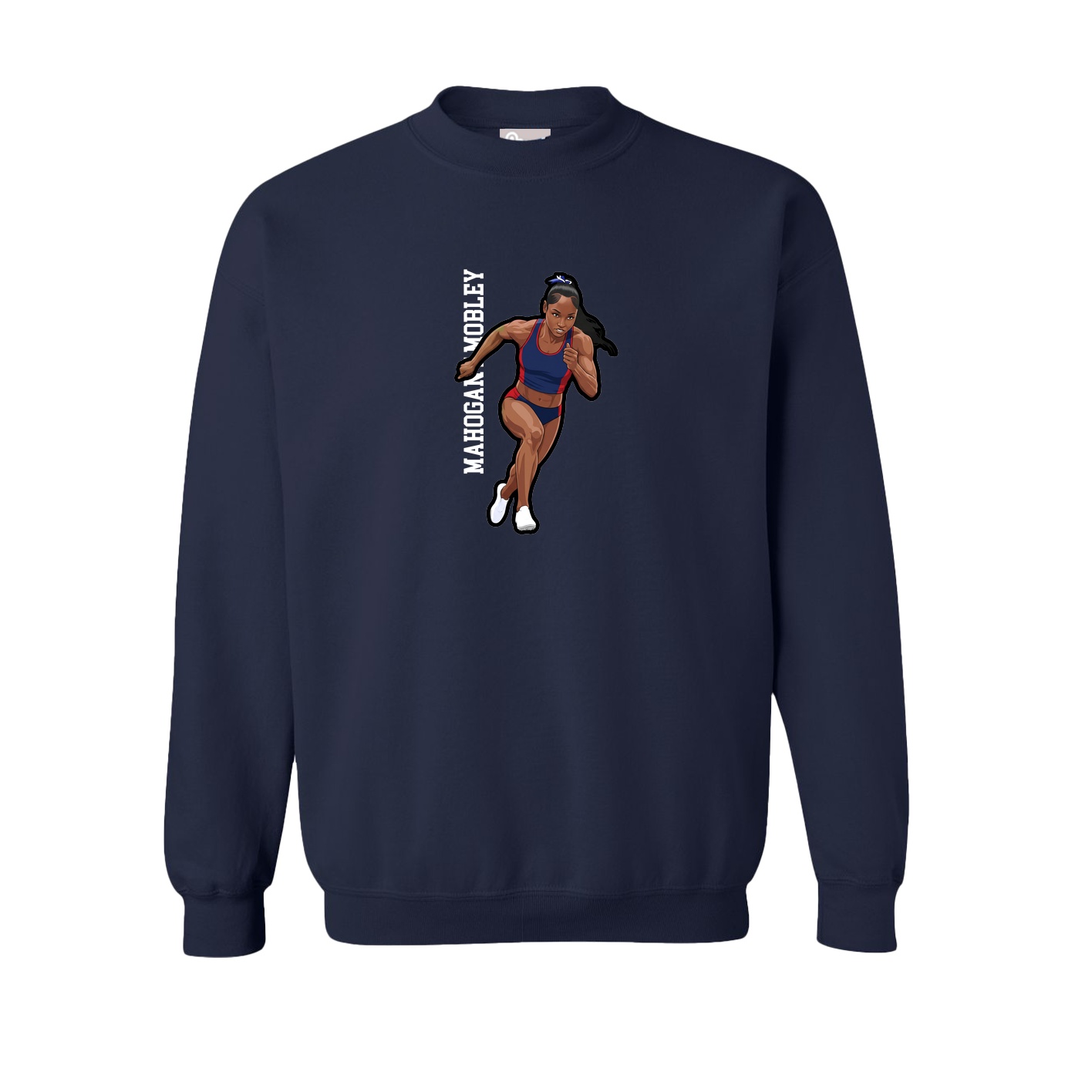 Fleece Crew — Name Vertical in Navy