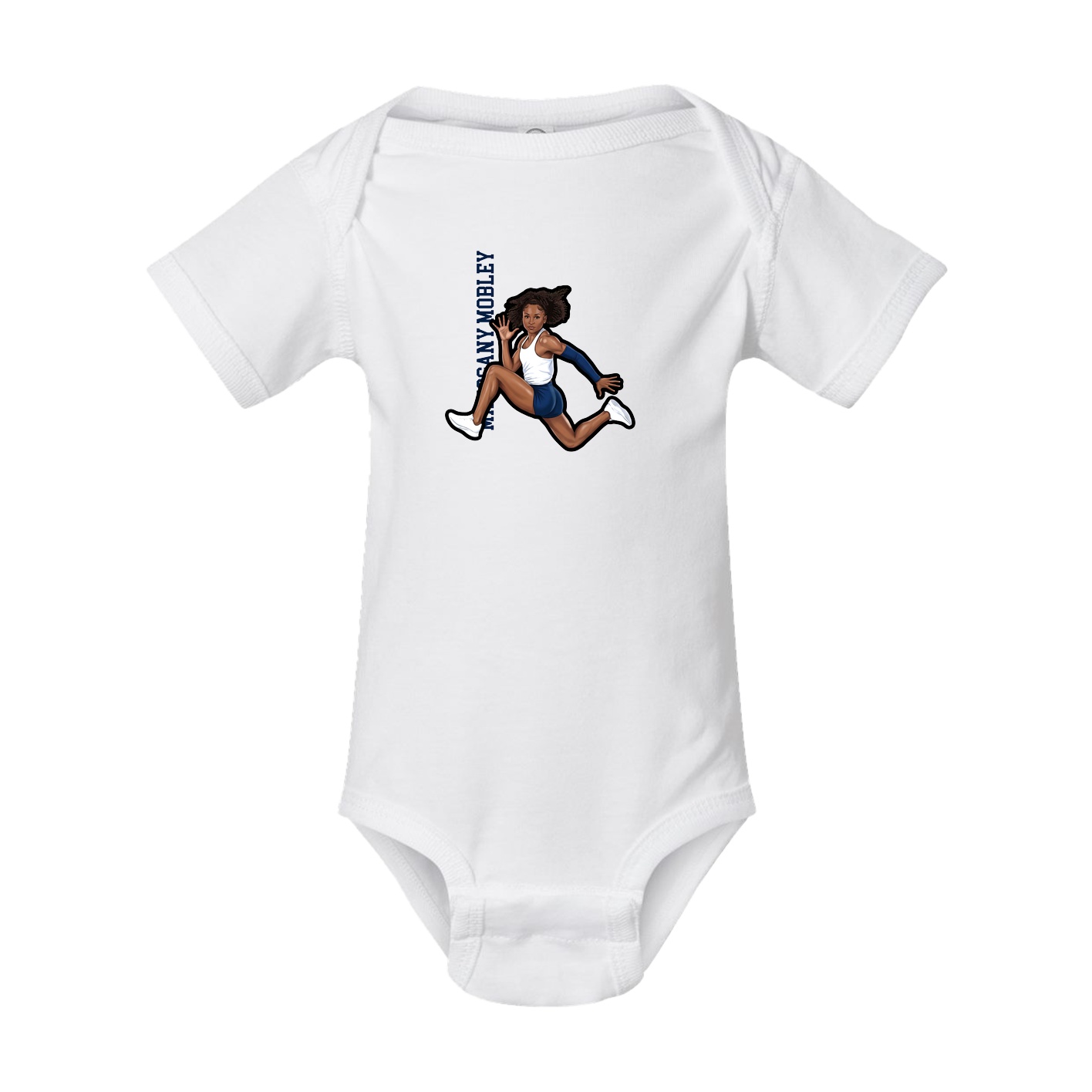 Baby Onesie — Name Vertical in White