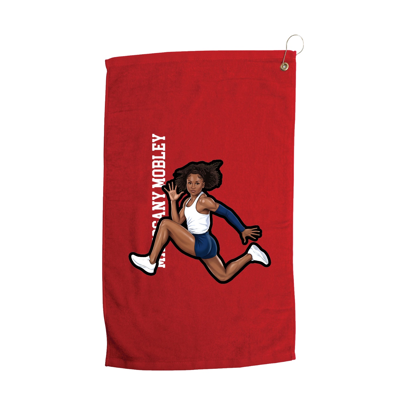 Golf Towel — Name Vertical in Red