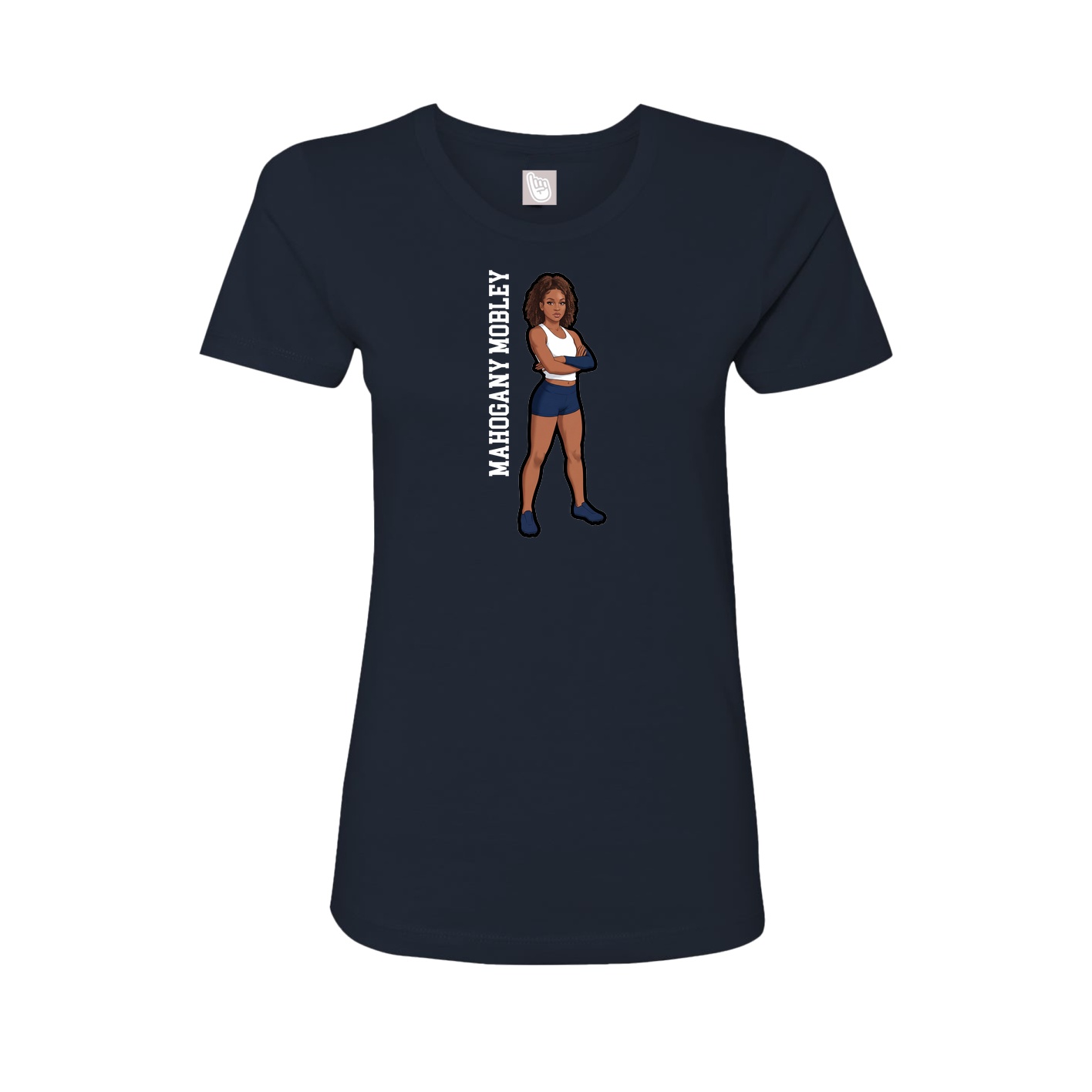 Fitted Women's Tee — Name Vertical in Navy