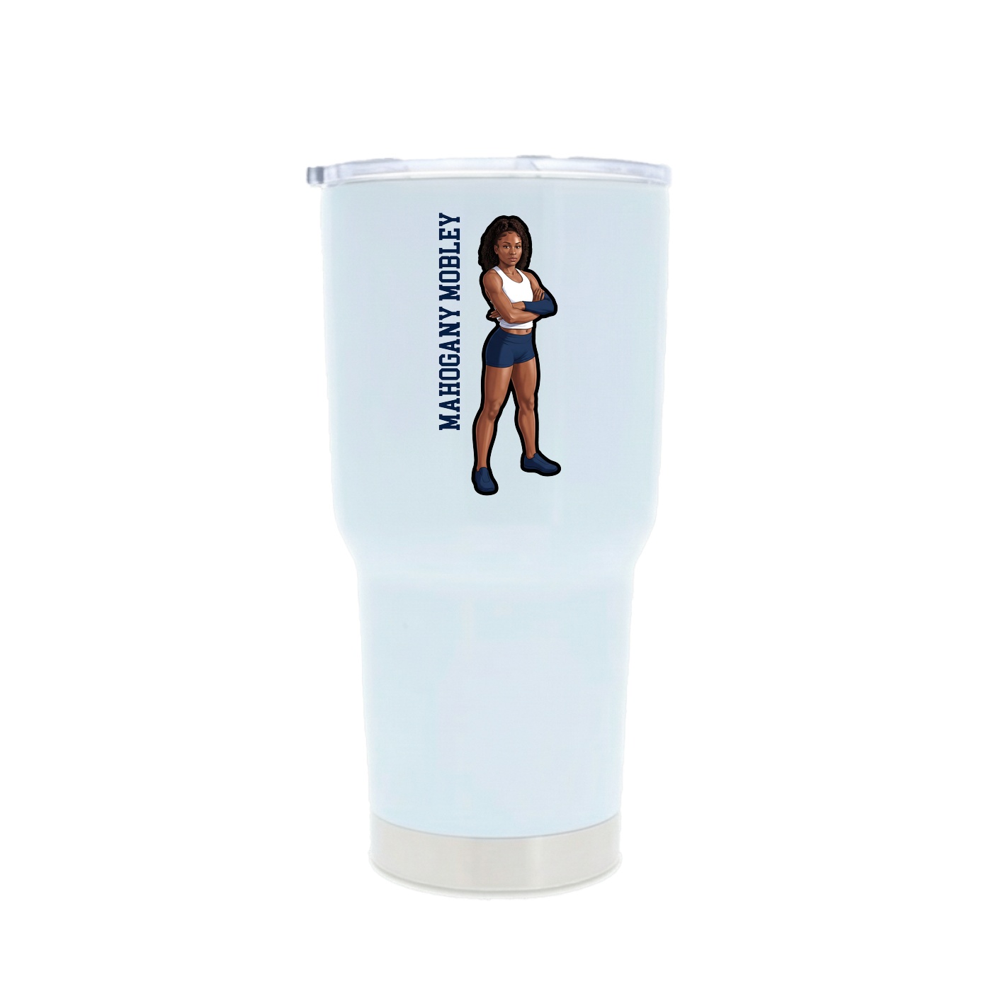 30oz Stainless Steel Tumbler — Name Vertical in White