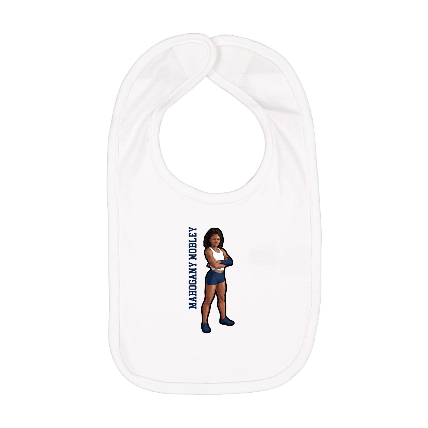 Infant Bib — Name Vertical in White