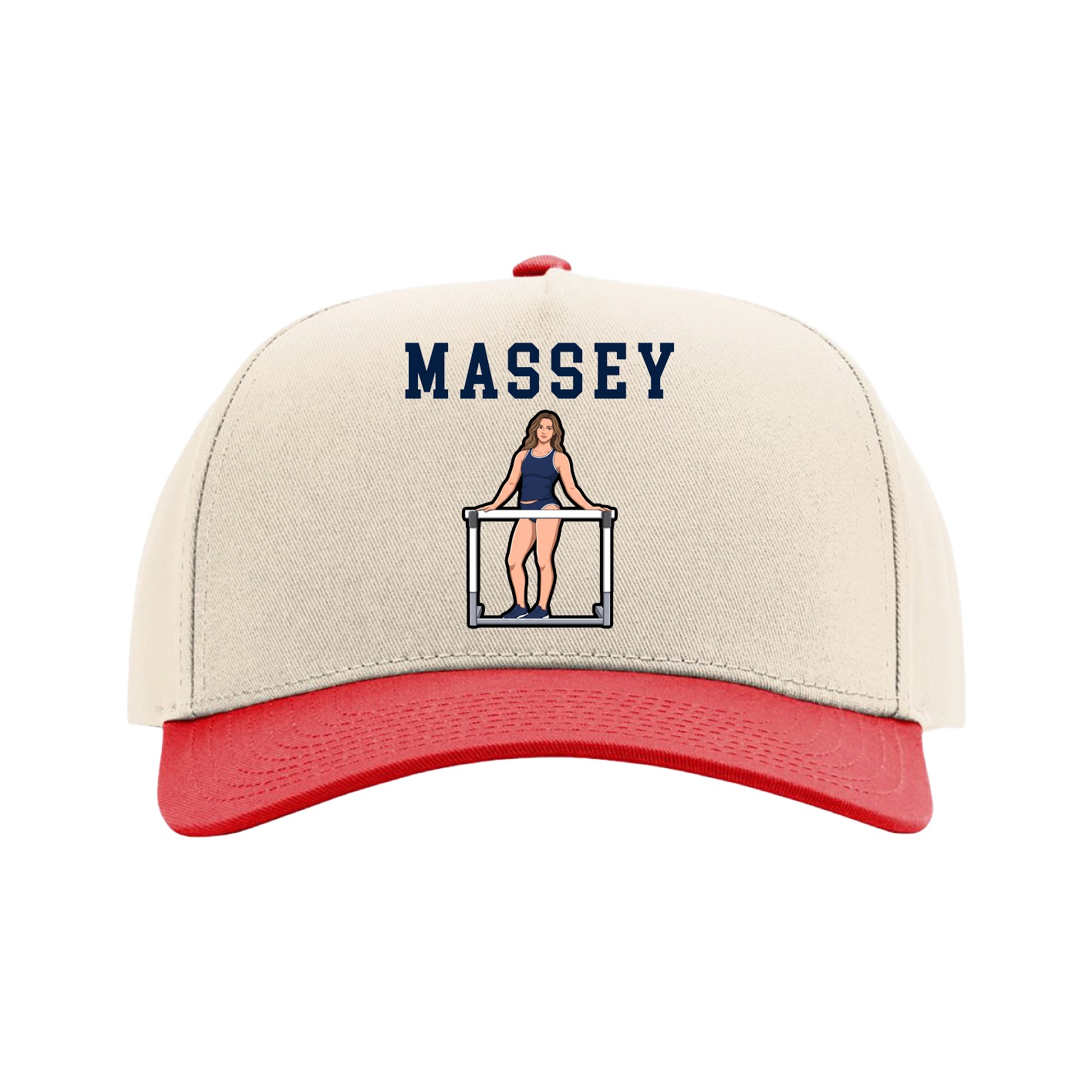 Full Fabric Five-Panel Champ Cap — Shirsey in Cream/Red