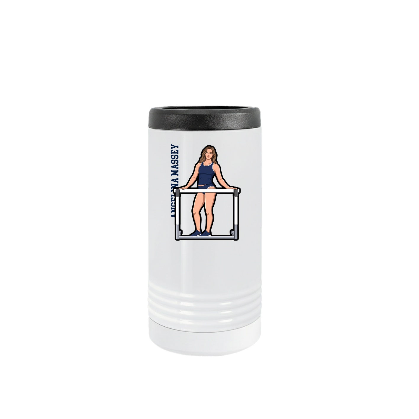 Slim Beverage Holder — Name Vertical in White