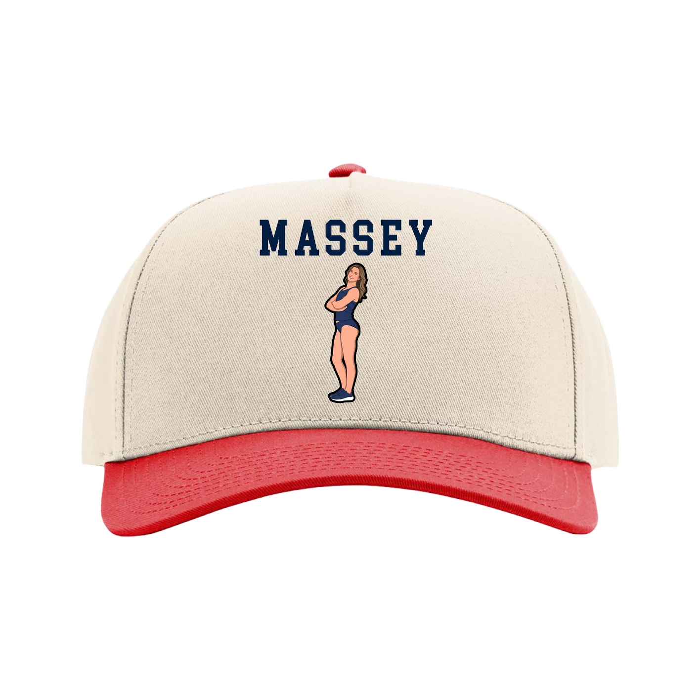 Full Fabric Five-Panel Champ Cap — Shirsey in Cream/Red
