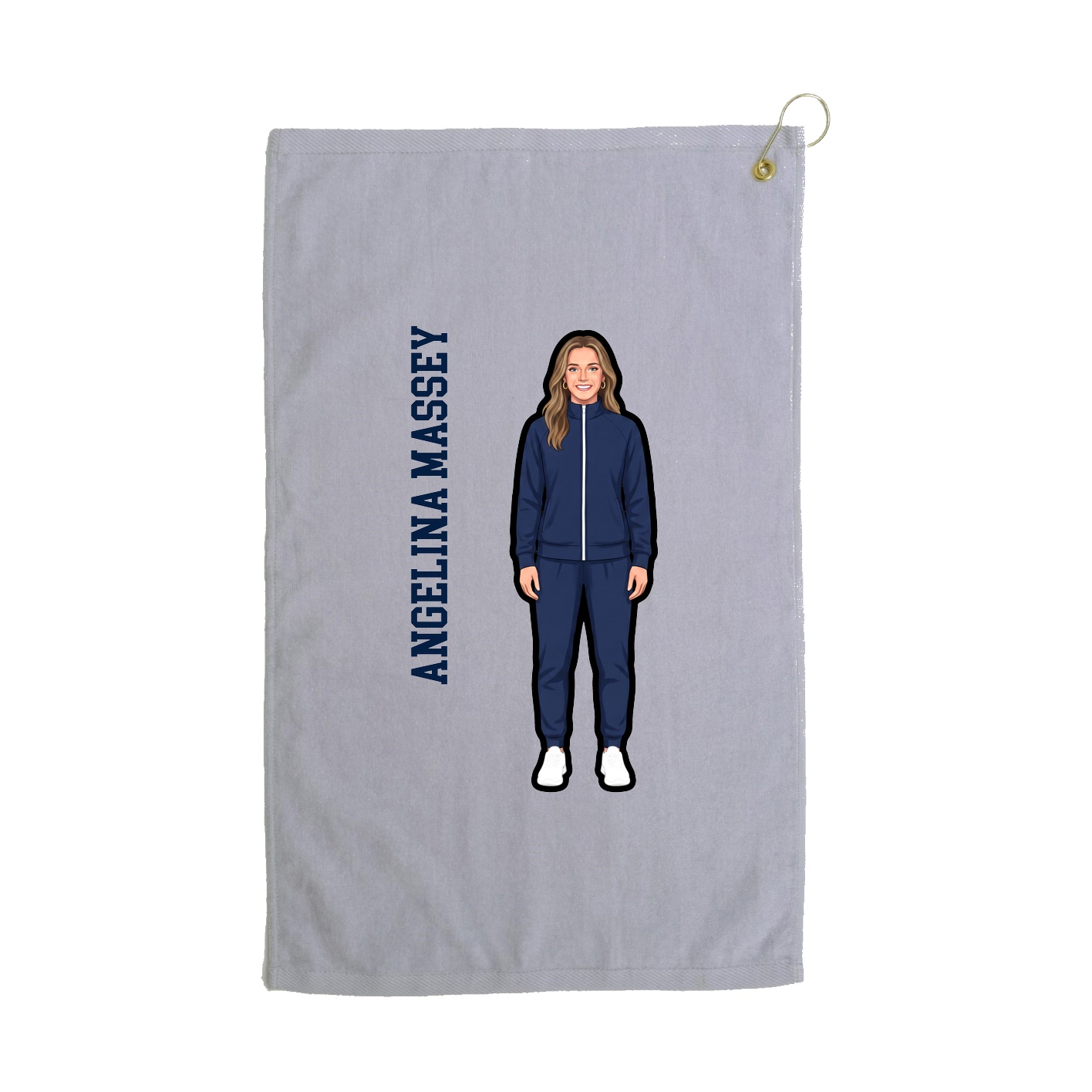 Golf Towel — Name Vertical in Grey