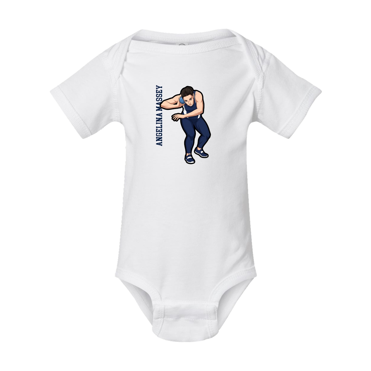 Baby Onesie — Name Vertical in White