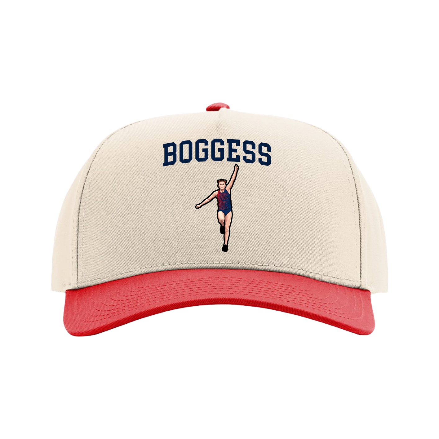 Full Fabric Five-Panel Champ Cap — Shirsey in Cream/Red