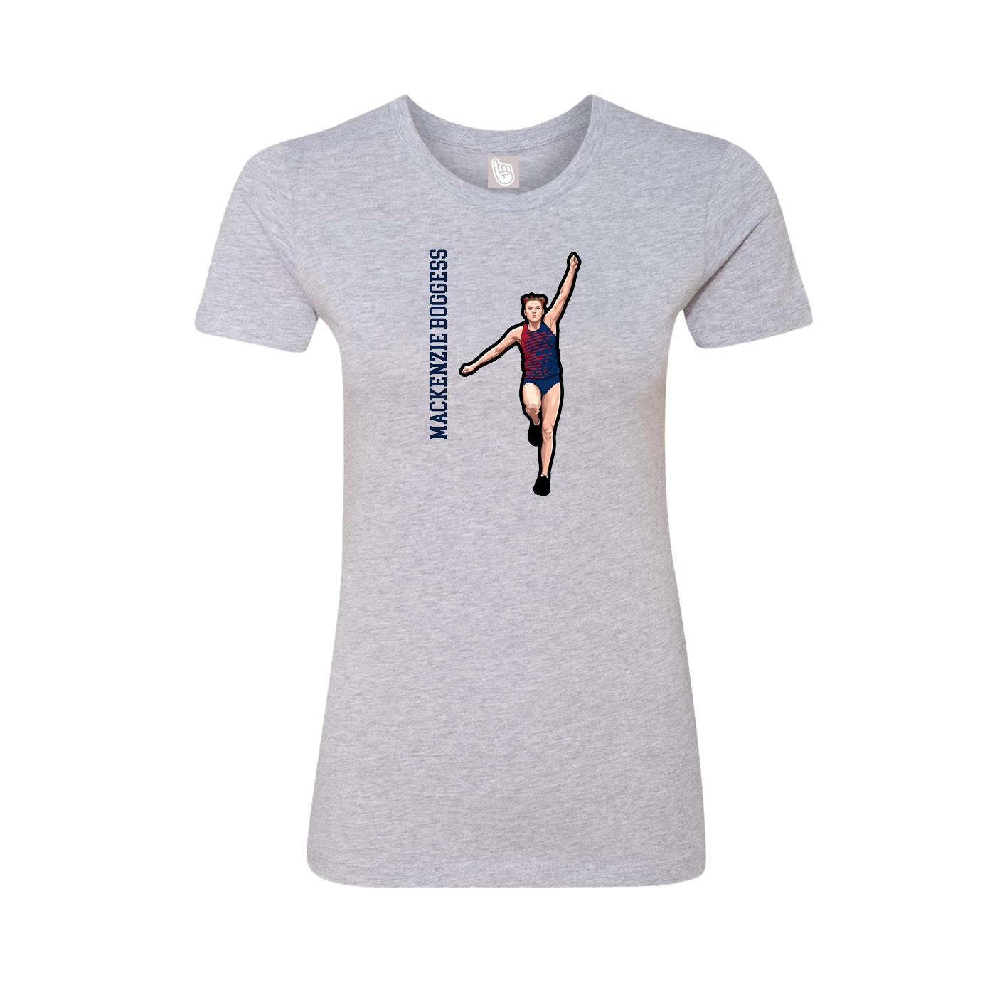 Fitted Women's Tee — Name Vertical in Grey