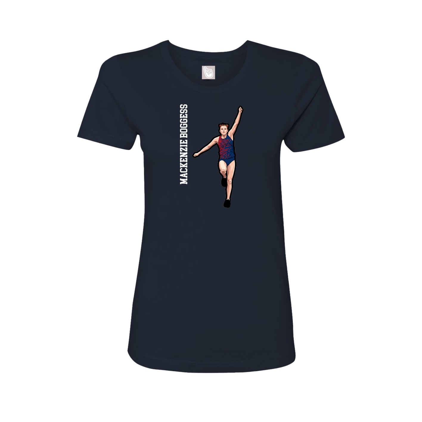 Womens Tee — Name Vertical in Navy