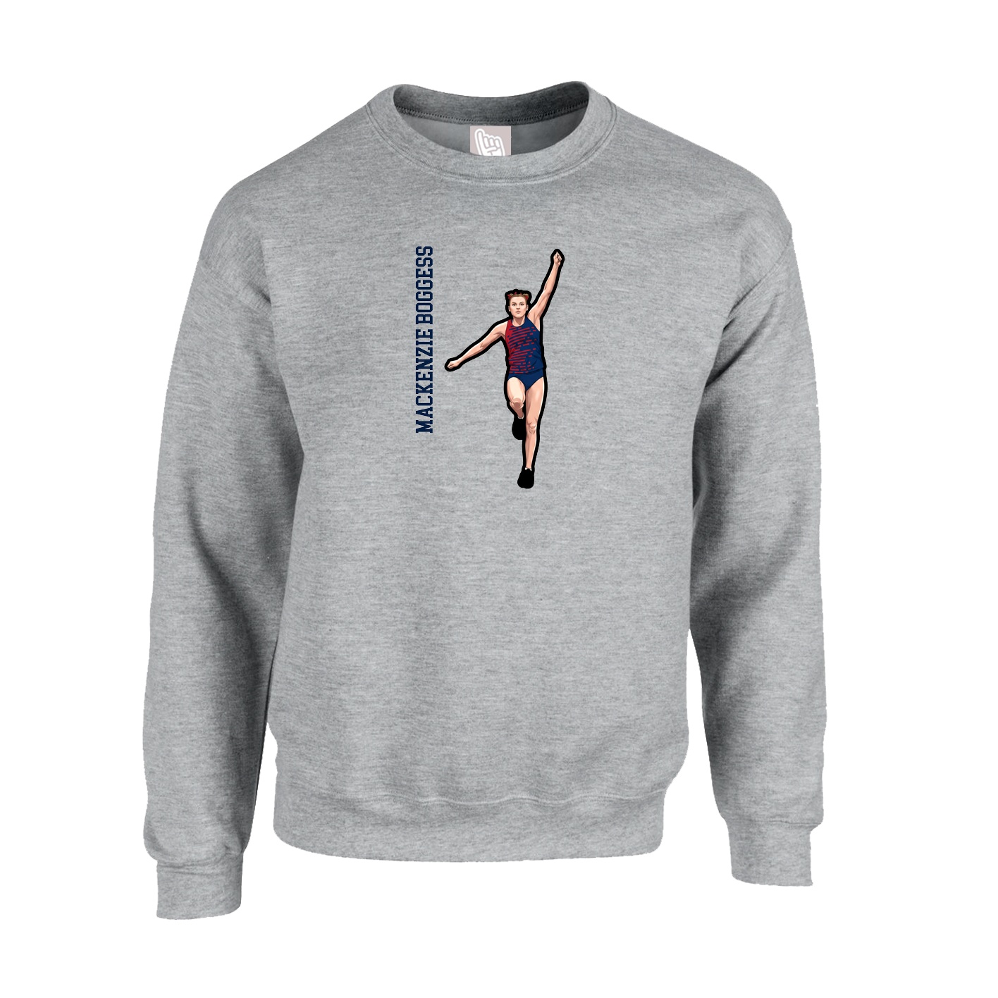 Fleece Crew — Name Vertical in Grey