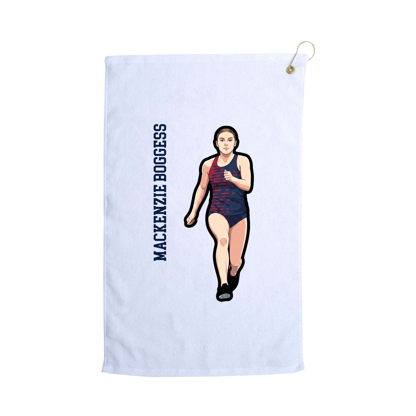 Golf Towel — Name Vertical in White