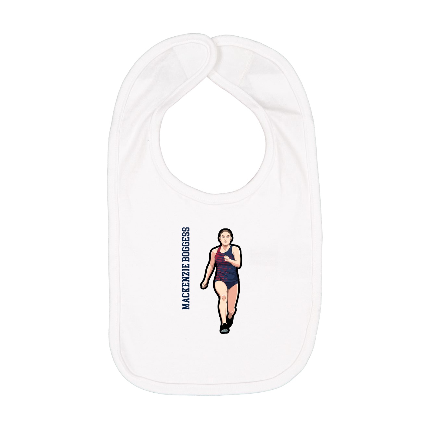 Infant Bib — Name Vertical in White