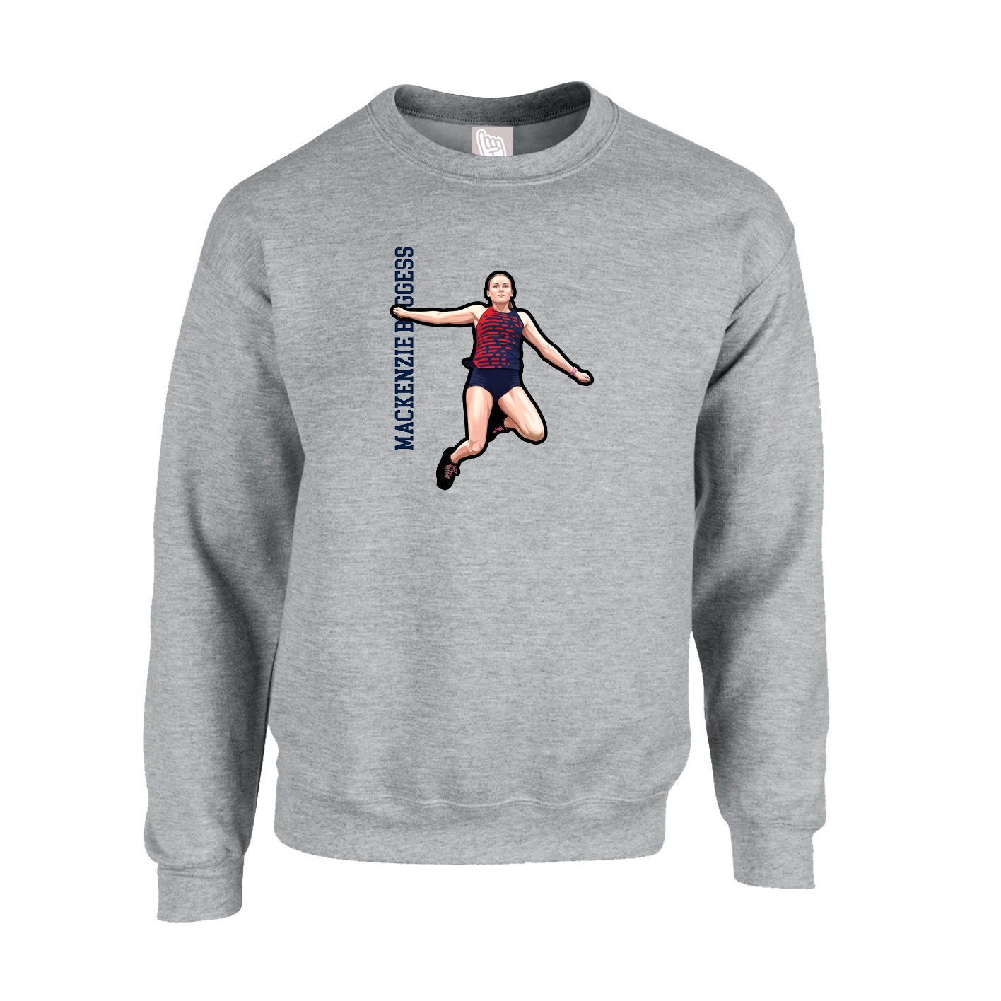 Fleece Crew — Name Vertical in Grey