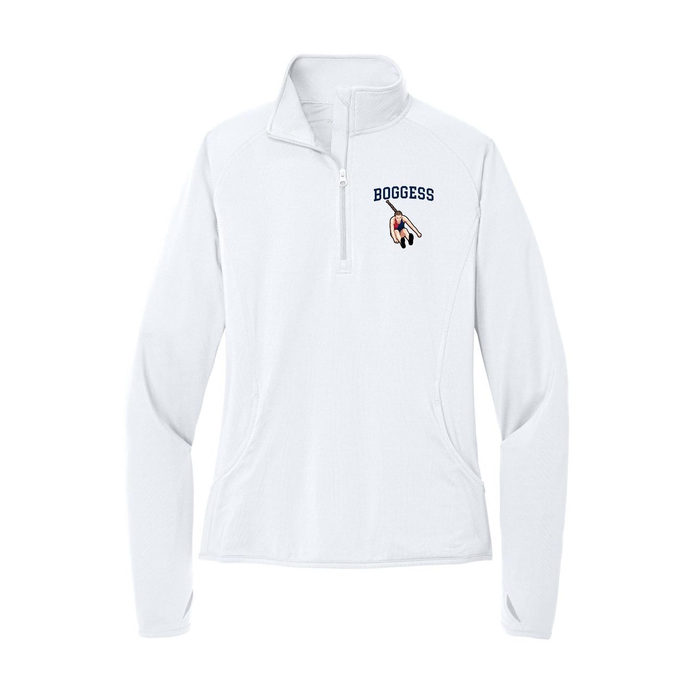 Women's Q-Zip Pullover — Shirsey in White