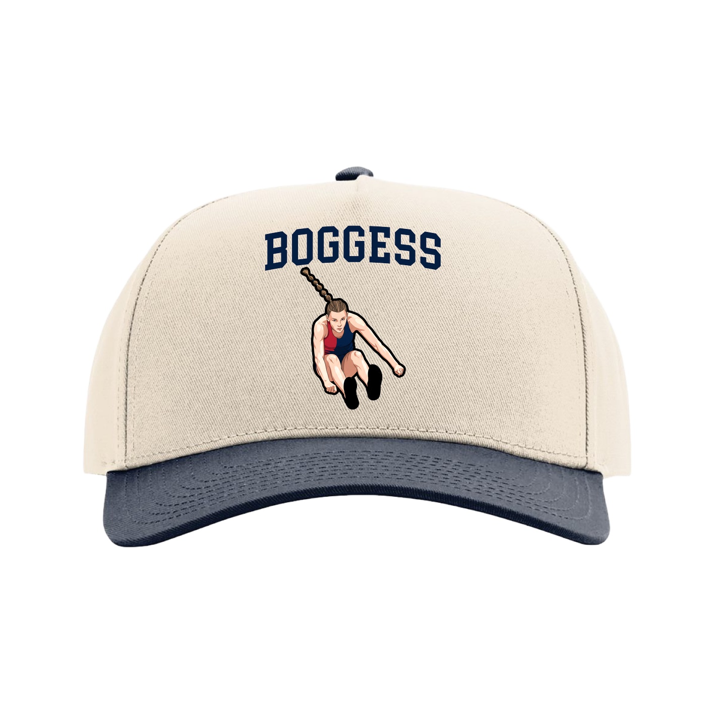 Full Fabric Five-Panel Champ Cap — Shirsey in Cream/Navy