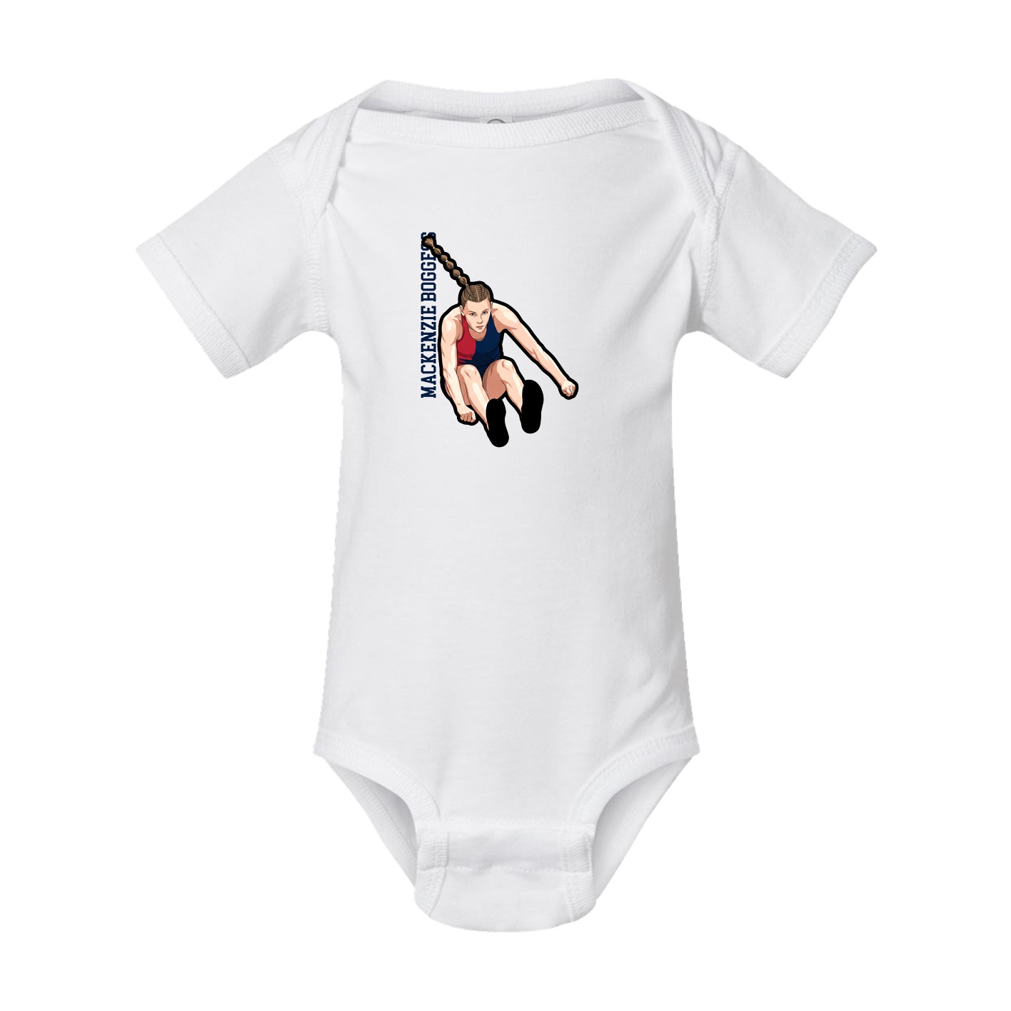 Baby Onesie — Name Vertical in White