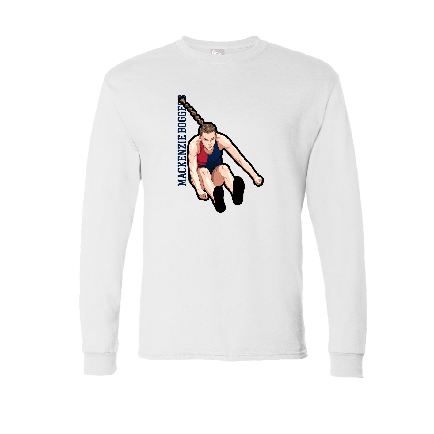 Long Sleeve Tee — Name Vertical in White