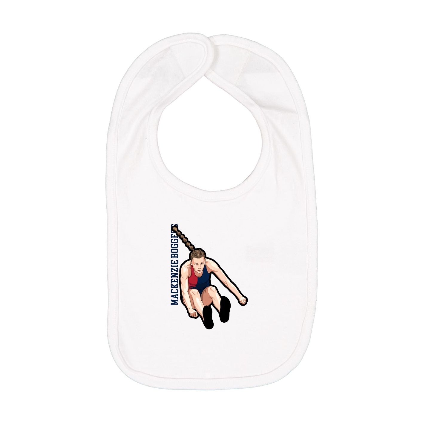 Infant Bib — Name Vertical in White